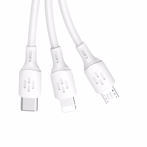 USB Kaapeli - USB C / micro USB / Lightning 480Mb/s 6A 1.2m - valkoinen