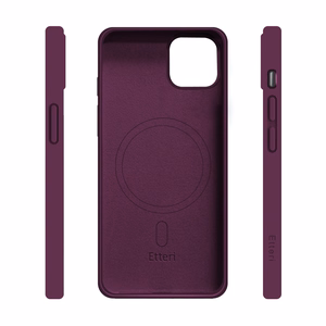 Etteri Silicone Mag -suojakuori iPhone 15 6,1 tuumaa -malleille, tumma kirsikanpunainen