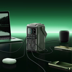 Virtapankki Joyroom JR-PBF10 75000mAh 100W 3x USB-C 3x USB-A kokoontaitettavalla taskulampulla ja kahvalla - vihreä