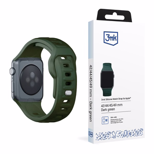 3mk-silikoniranneke Apple Watchille, 42/44/45/46/49 mm, tummanvihreä, suuri koko
