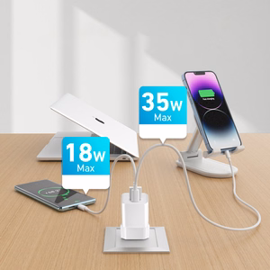 Wozinsky WWC-35W GaN USB-A + USB-C verkkolaturi - valkoinen