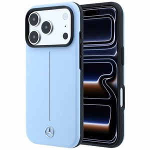 Mercedes Semi Wrap Iconic Line MagSafe nahkainen suojakuori malleille iPhone 18 Pro Max / 17 Pro Max, sininen