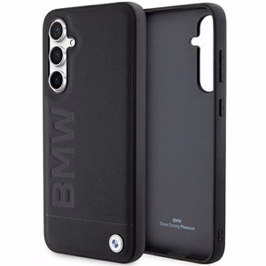 BMW Leather Hot Stamp Suojakuori Samsung Galaxy S23 FE:lle - musta/musta