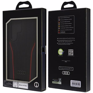 Audi Aito Nahka MagSafe S24 Ultra S928 Musta-Punainen Kova Suojakuori AU-TPUPCS24U-R8/D3-RD