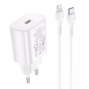 Laturi Hoco N22 25W USB-C + USB-C–Lightning-kaapeli 1,0 m valkoinen