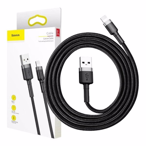 USB-kaapeli Baseus Cafule USB-A - Lightning 1,5A 2,0m harmaa-musta CALKLF-CG1