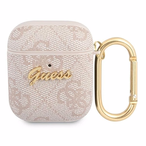 Guess 4G Script Metal Collection Suojakuori AirPods 1 / 2:lle - vaaleanpunainen