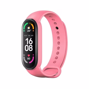 Silikoninen hihna Xiaomi Mi Band 5 / 6 / 7:lle vaaleanpunainen (06)