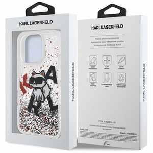 Karl Lagerfeld Liquid Glitter Choupette Logo Suojakuori iPhone 16 Pro Maxille - Kirkas