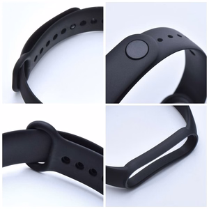Silikoninen hihna Xiaomi Mi Band 5 / 6 / 7:lle musta (01)