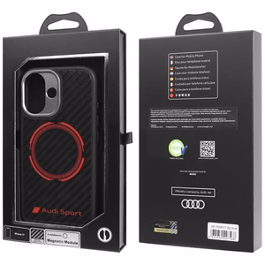 Audi RSQ Carbon Fiber Sport Red Circle MagSafe -suojakuori iPhone 17 - musta