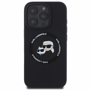 Karl Lagerfeld KLHMP16XSKCHTCK iPhone 16 Pro Max 6.9 musta/musta kovakuori Silikoninen Karl&Choupette Heads MagSafe
