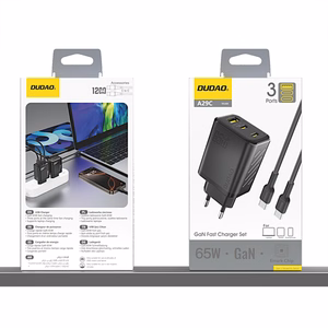 Dudao A29C 65W GaN Wall Charger + USB-C Cable - Black