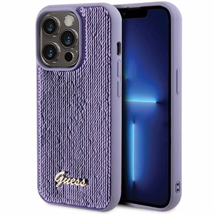 Guess Sequin Script Metal Suojakuori iPhone 15 Pro:lle - violetti
