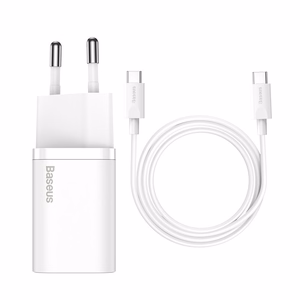 Charger Baseus Super Si 25W USB-C + USB-C to USB-C cable 1.0m white TZCCSUP-L02