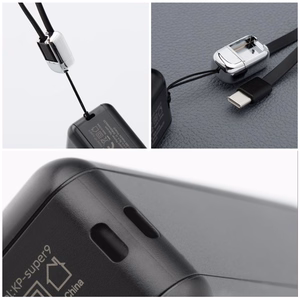 Monitoiminen laturi Forcell F-Energy 6in1 USB A + USB C PD 45W + varavirtalähde 15000 mAh + langaton lataus 15W musta