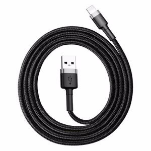Baseus Cafule USB-A - Lightning -kaapeli, 2.4A, 1.0 m, harmaa-musta, CALKLF-BG1