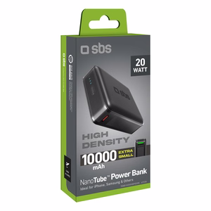 Powerbank SBS TEBB10000HDPD20K 10000 mAh Power Delivery -virtalähteellä - musta