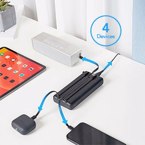 Ulkoinen akku Veger C20 (W2047 / W2059) 20000 mAh sisäänrakennetuilla Micro-USB-kaapeleilla / Type C / Lightning musta