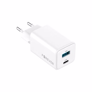 Forever TC-08-45AC GaN PD QC laturi 1x USB-C 1x USB 45W valkoinen