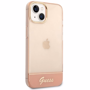 Guess GUHCP14MHGCOP iPhone 14 Plus 6.7 "vaaleanpunainen / vaaleanpunainen kovakotelo Läpikuultava