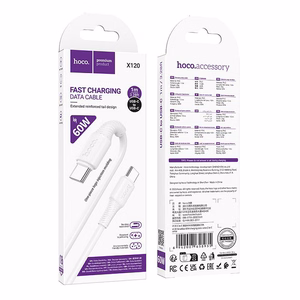 Kaapeli USB-C - USB-C Hoco 3A 60W 1 m X120 valkoinen