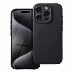 Silikoninen Mag Cover iPhone 15 PRO:lle yhteensopiva MagSafen kanssa musta