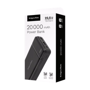 Kruger&Matz 20 000 mAh Li-pol -varavirtalähde QC- ja PD-toiminnoilla
