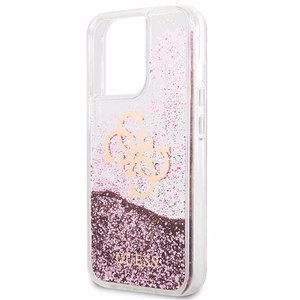 Guess GUHCP13XLG4GPI iPhone 13 Pro Max 6.7" vaaleanpunainen/vaaleanpunainen kovakotelo 4G Big Liquid Glitter