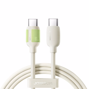 Joyroom S-A53 60W USB-C - USB-C -kaapeli fluoresoivalla kärjellä 1,2 m - beige