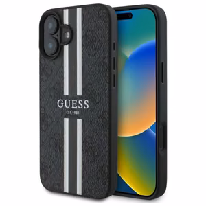 Guess 4G Printed Stripes MagSafe Suojakuori iPhone 16:lle - musta