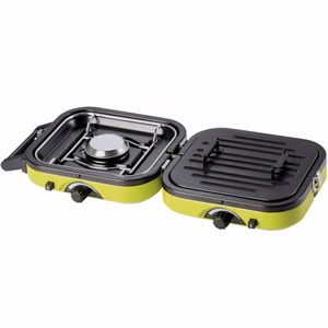 Meva DUAL COMPACT + GRILL retkikaasukeitin kaasupatruunoille, taitettava 2-polttiminen malli grillilevyllä