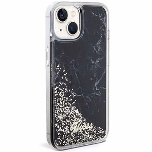 GUESS Suojakuori iPhone 13 / 14 / 15:lle GUHCP14SLCSGSGK (Liquid Glitter Marble) musta