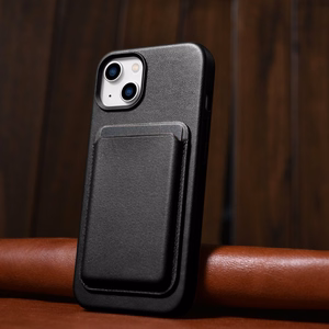 iCarer Case Nahkakotelo iPhone 14 Plus -puhelimelle aito nahkakotelo musta (yhteensopiva MagSafe)