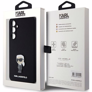 Karl Lagerfeld Silicone Ikonik Metal Pin suojakuori Samsung Galaxy S23 FE:lle - musta