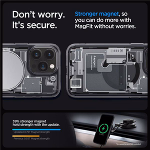 Spigen Ultra Hybrid Mag Suojakuori MagSafella iPhone 15 Pro:lle - Tummanharmaa (Zero One Pattern)