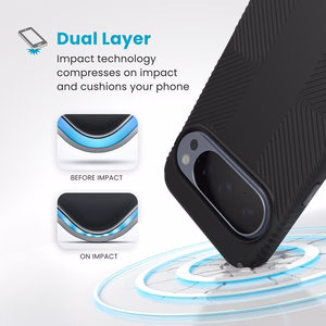 Speck Presidio2 Grip Magnet suojakuori Google Pixel 10 Pro XL -laitteelle, Black / Slate Grey -värinen