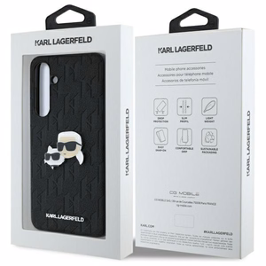 Karl Lagerfeld KLHCS24FEPGKLKCPK Samsung S24 FE S721 musta/musta kovakuori Monogram Karl&Chaoupette Head Pin
