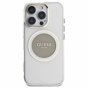 Guess IML Metal Colored Circle Classic Logo MagSafe Suojakuori iPhone 16 Pro Max:lle - harmaa