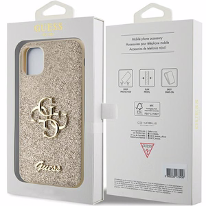 Guess GUHCN61HG4SGD Suojakuori iPhone 11 / Xr:lle - kultainen Glitter Script Big 4G