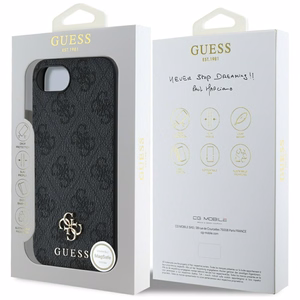 Guess HC MagSafe PU 4G Small 4G and Classic Suojakuori iPhone 16e:lle - Musta