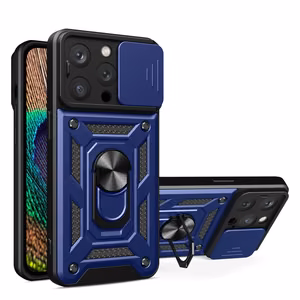 Hybrid Armor Camshield iPhone 15 Pro Suojakuori jalustalla ja kamerasuojalla - sininen