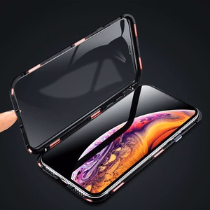 Wozinsky Full Magnetic Case Full Body etu- ja takakuori sisäänrakennettu lasi Vivo X60 musta läpinäkyvä musta läpinäkyvä