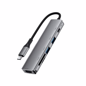 Acefast J18 USB-keskitin USB-C 6-in-1 HDMI 4K 60Hz PD90W telakka-asema - harmaa