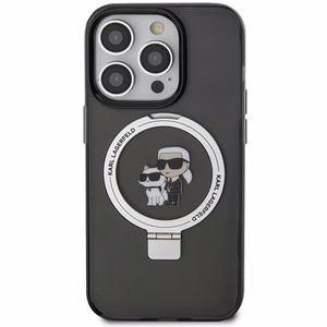 Karl Lagerfeld KLHMP15XHMRSKCK iPhone 15 Pro Max 6.7 musta/musta kovakuori Ring Stand Karl&Choupette MagSafe