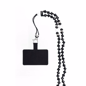 CRYSTAL DIAMOND Puhelimen nauha / narun pituus 74 cm (37 cm silmukassa) / kaulaan - musta