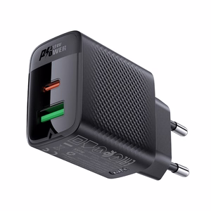 Acefast A78 GaN laturi USB-A / USB-C PD 20 W - musta