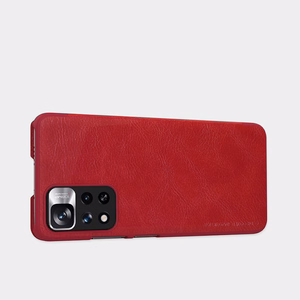 Nillkin Qin Kotelo Asia Asia Xiaomi Redmi Note 11 Pro + (Kiina) / Redmi Note 11 Pro (Kiina) / Mi11i HyperCharge Camera Protector Holster Cover Flip Case Brown