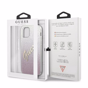Guess GUHCP12SPCUGLSPI iPhone 12 mini 5.4" vaaleanpunainen/vaaleanpunainen kovakotelo Glitter Gradientti Script