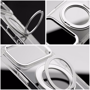 Frame Circle Stand-suojakuori mallille iPhone 17, MagSafe-yhteensopiva – läpinäkyvä